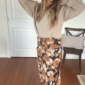 Floral Brown and Black Women's Skirt